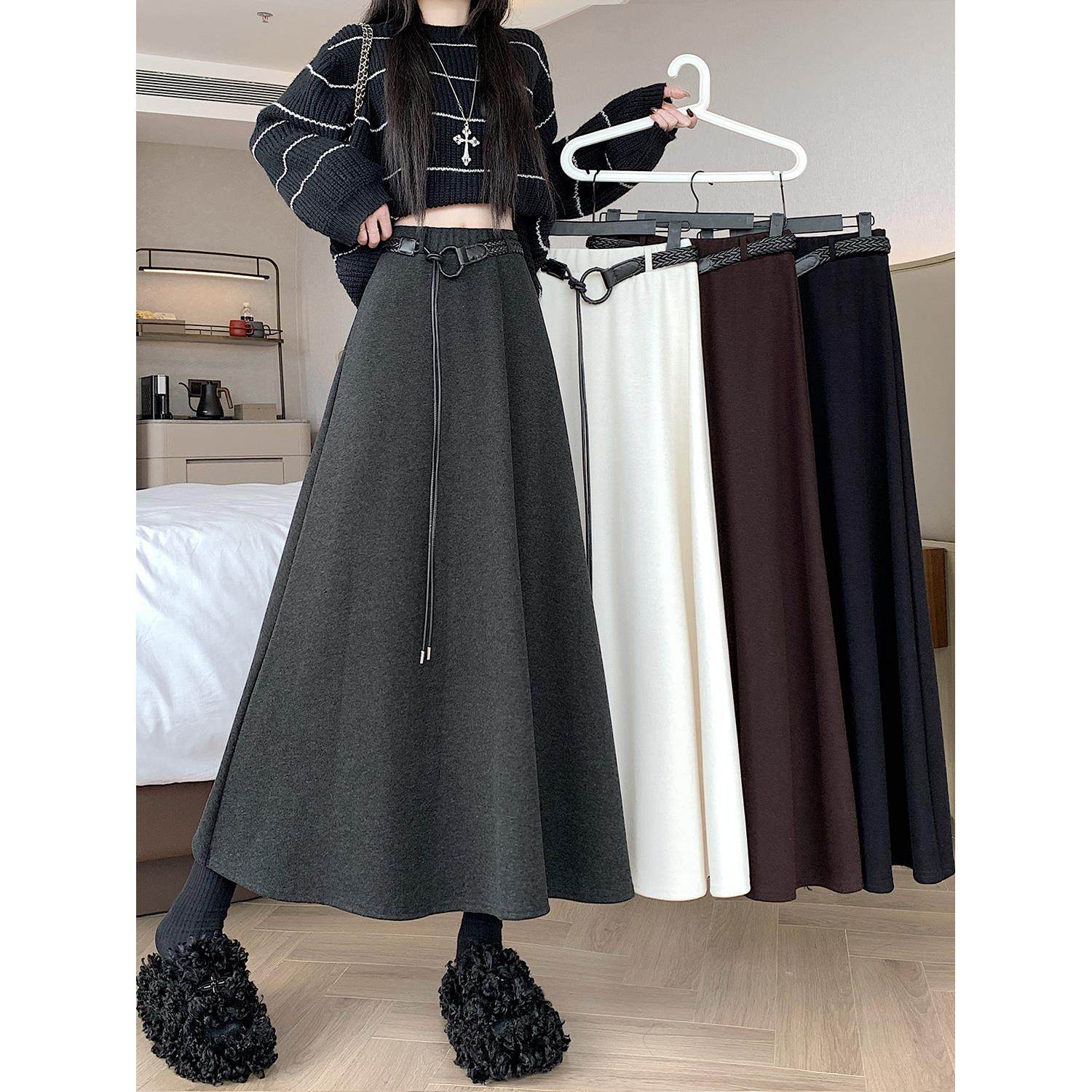 大码高级感长款灰色毛呢半身裙女秋冬巨好看的半裙胖mm高腰a字裙,运动/瑜伽/健身/球迷用品,瑜伽短裙,淘宝优惠券,粉丝福利购,淘宝优惠卷