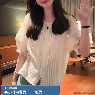 2025夏季新款法式时尚甜美减龄衬衣女款气质宽松减龄显瘦小衫衬衣