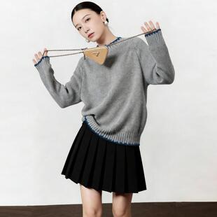 巨好看灰色圆领毛衣女款2026新款冬季可外穿内搭打底衫慵懒高级感