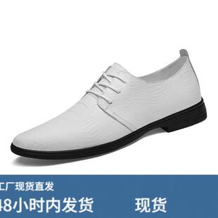 新款男式圆头牛皮商务鞋正装皮鞋透气休闲男式潮流懒人一脚蹬单鞋