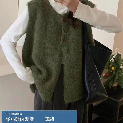 韩版高级感纯色针织马甲女2025秋季新款时尚百搭显瘦无袖背心上衣