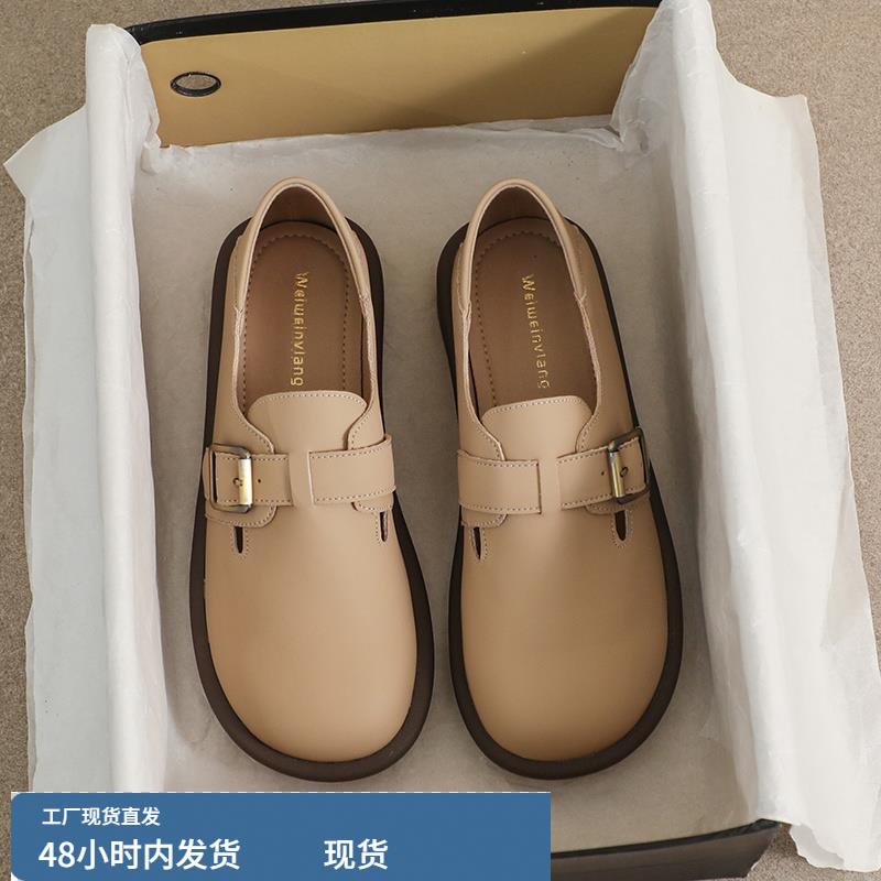 厚底勃肯鞋女夏季2024新款百搭博肯单鞋软底乐福鞋大码女鞋41一43