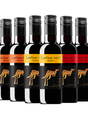 黄尾袋鼠 澳洲进口葡萄酒红酒西拉梅洛加本力187ml*6瓶【小瓶装】
