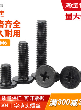 黑色304不锈钢十字扁平头螺丝钉大平头超薄头机丝电脑螺丝M1.6-M6