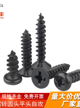 镀黑锌304不锈钢十字沉头自攻螺丝钉圆头尖尾螺钉/M1.2/M1.7/M2