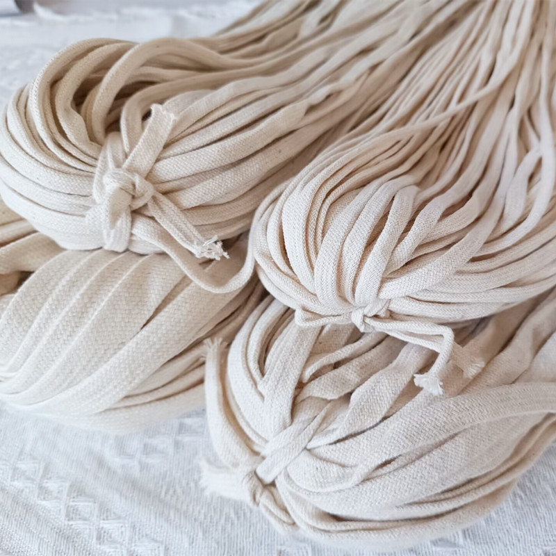 本白纯棉编织绳加厚扁裤腰带柔软