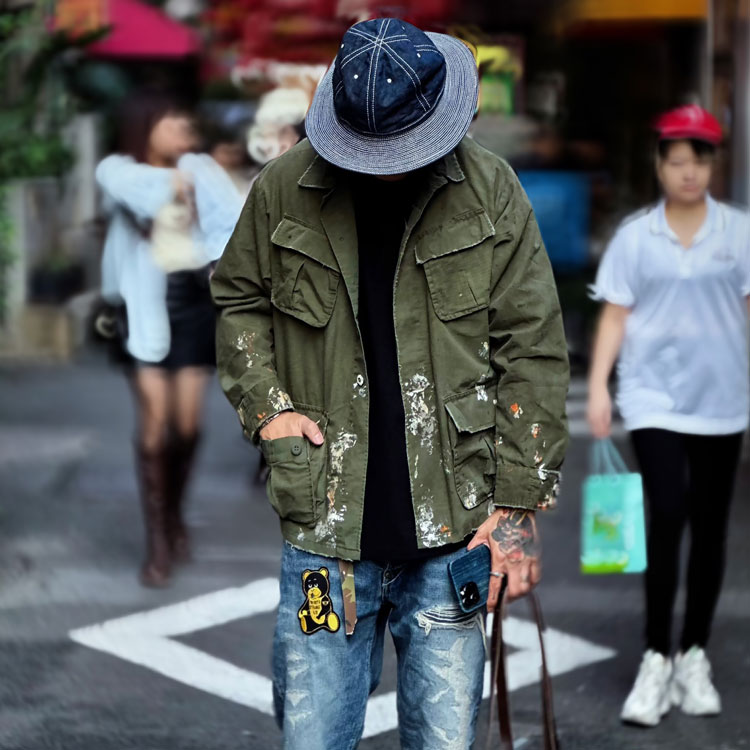 油漆破坏做旧复古四袋工装夹克