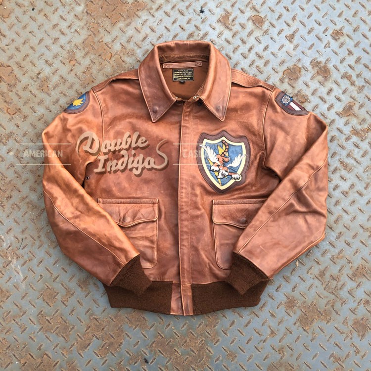 Eastman Leather复古水洗做旧飞虎皮革贴布A2马皮皮衣夹克