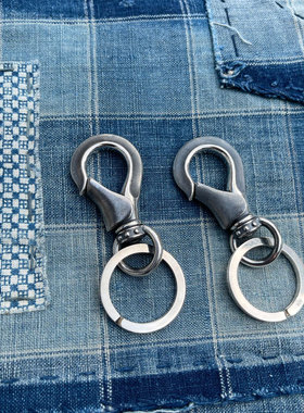 JANGO 用料扎实 日本手作做旧925全银复古钥匙扣