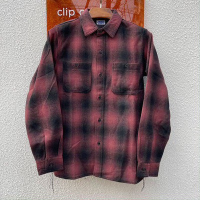 渐变格子格纹90%羊毛复古衬衫