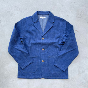 G&F 硬朗有型 美式复古天然蓝染雪花牛仔胡椒盐西装式工装外套