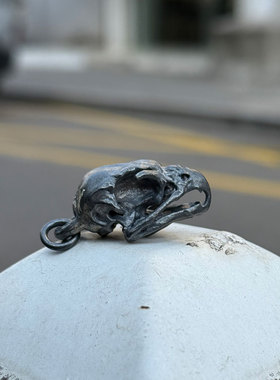 FALCON隼 骷髅美学 店铺限定款做旧隼头头骨全银复古吊坠