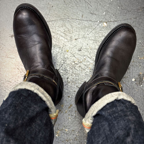 Y'2 LEATHER 传统工法 日本奈良墨染重磅茶芯ECO马皮工程师机车靴