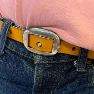 Cholos 男女通用 日本手打925全银带头植鞣牛皮嬉皮士皮带腰带