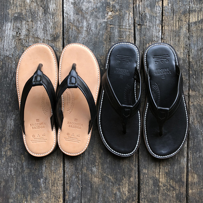 Brother Bridge  日本制单宁酸鞣制Horween牛皮复古人字拖皮拖鞋