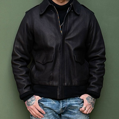 Y'2 LEATHER 激少限量发售 藤岡勇吉天然鹿皮A2飞行皮衣夹克