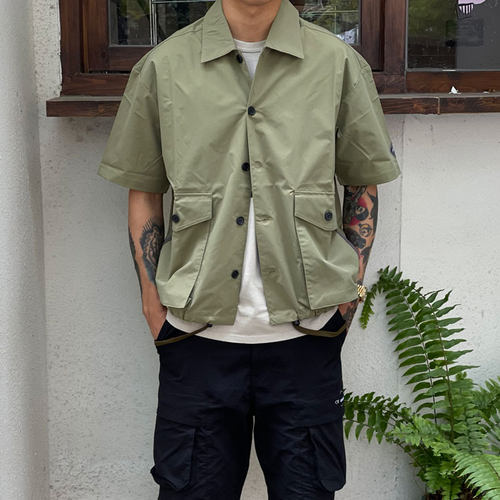 山系户外风四袋复古短袖教练衬衫