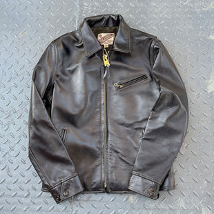 indigo天然蓝染特制肌理感茶芯马皮机车皮衣夹克 LEATHER