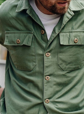 BDD 中国总代 军风不衰 10oz日本进口面料双袋军绿色工装衬衫