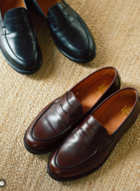 Brother Bridge复古正装  Kelly小牛皮低帮 一脚蹬工作靴乐福鞋