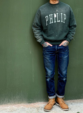 Gypsy Sons 成衣染色水洗做旧泼墨加绒空纺棉复古印花卫衣