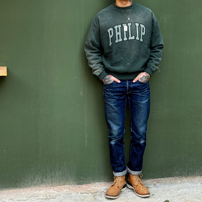 Gypsy Sons 成衣染色水洗做旧泼墨加绒空纺棉复古印花卫衣