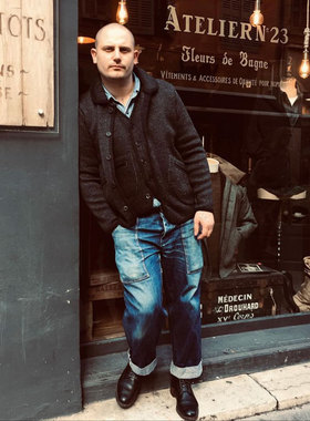 Fleurs De Bagne花囚犯 14oz日本蓝色赤耳巴黎扣工装船员牛仔裤