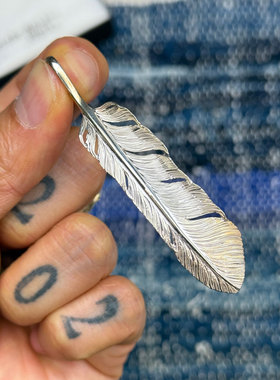 小坂雄介 幸运羽毛 日本手打限量刀锋立体形态全银印第安羽毛吊坠