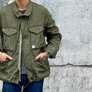 Geruga 附送胸针 日本高密度东德雨滴迷彩拼接复古 M65野战夹克