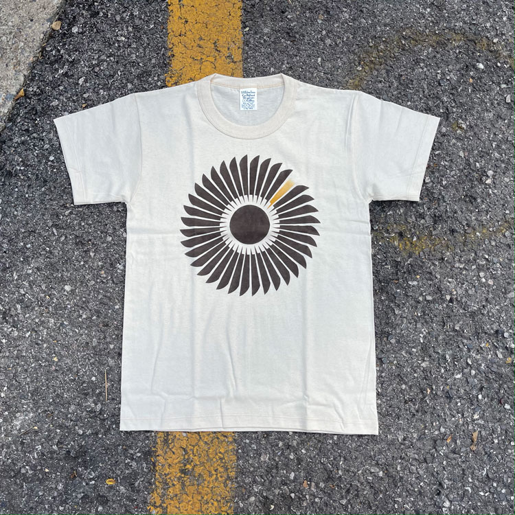 复古太阳花双面印花桶织短袖T恤