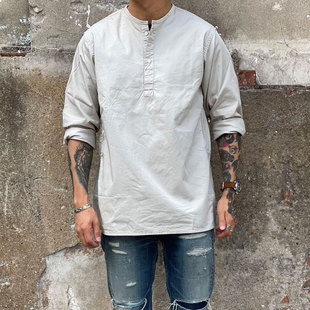 Workers Japan VV TUNIC款 两粒扣套头懒人休闲无领复古衬衫