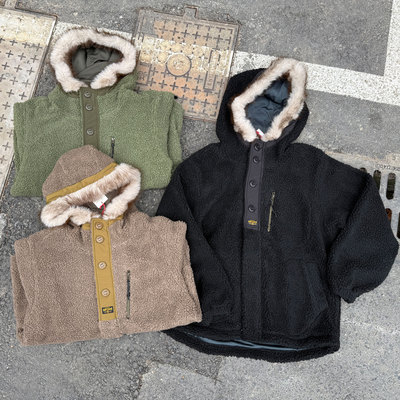 Kriff Mayer 松弛感复古 重磅摇粒绒保暖连帽户外山系山脉夹克