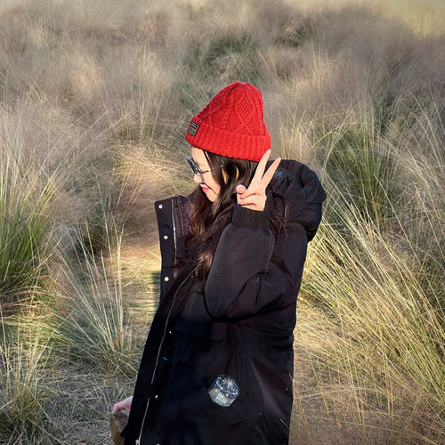 混纺复古麻花编织观察员毛线冷帽