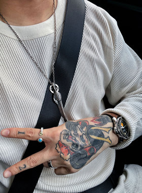 SOS 美国认证天然有机棉天然原色复古华夫格圆领长袖T恤