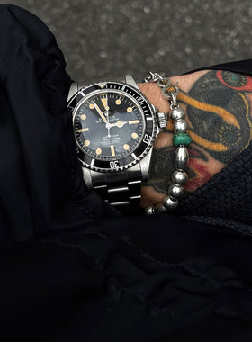 银珠手打鱼钩扣复古全银五星手链