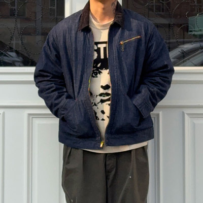 Workers Japan 羊毛混纺毛毯内衬10oz 水洗做旧工程师牛仔夹克