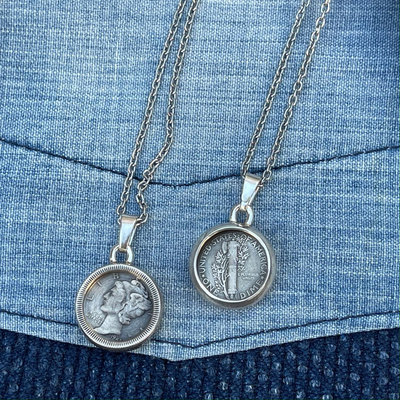 墨丘利银币包裹式项链