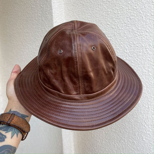 重磅油润牛皮复古渔夫帽礼帽