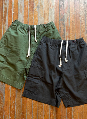 KRIFF MAYER 弹力腰围 水洗做旧大口袋休闲运动田径工装短裤