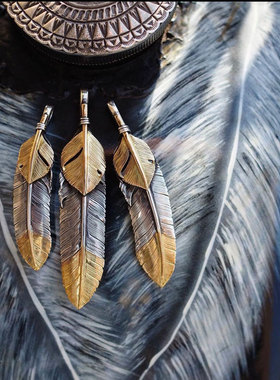 18K金上金+先金全银羽毛吊坠