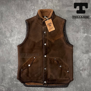 美国 Tellason ×SHANGRI-LA 意产皮毛一体做旧植鞣羊皮马甲