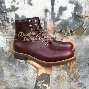 Brother Bridge Horween茶芯CXL皮复古8号色工装靴机车靴伞兵靴