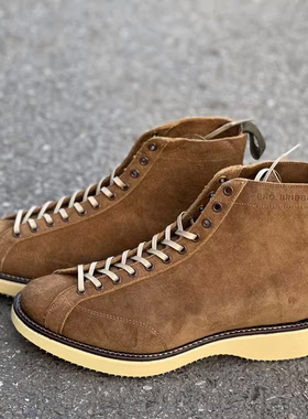 Brother Bridge特价 日本特制复古白底翻毛皮马皮短脸拳击手靴