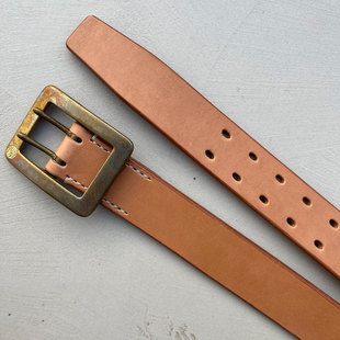 Tenjin Works天神works超厚枥木牛皮复古双排双针原色皮带