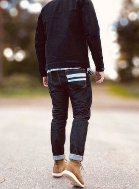 MOMOTARO桃太郎0405 15.7oz津巴布韦棉出阵二道杠粉色赤耳牛仔裤