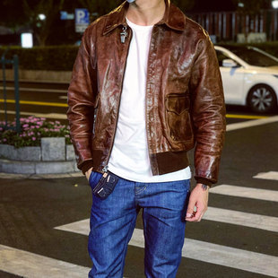 Eastman地狱天使 新品特价战损做旧大面积手绘背画马皮A2 A-2夹克