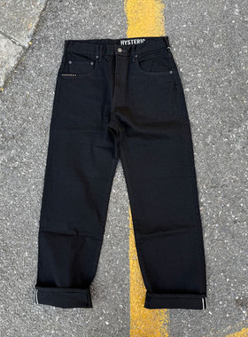 Hysteric Glamour xMINED 联名款黑魂赤耳黑色经典直筒牛仔裤
