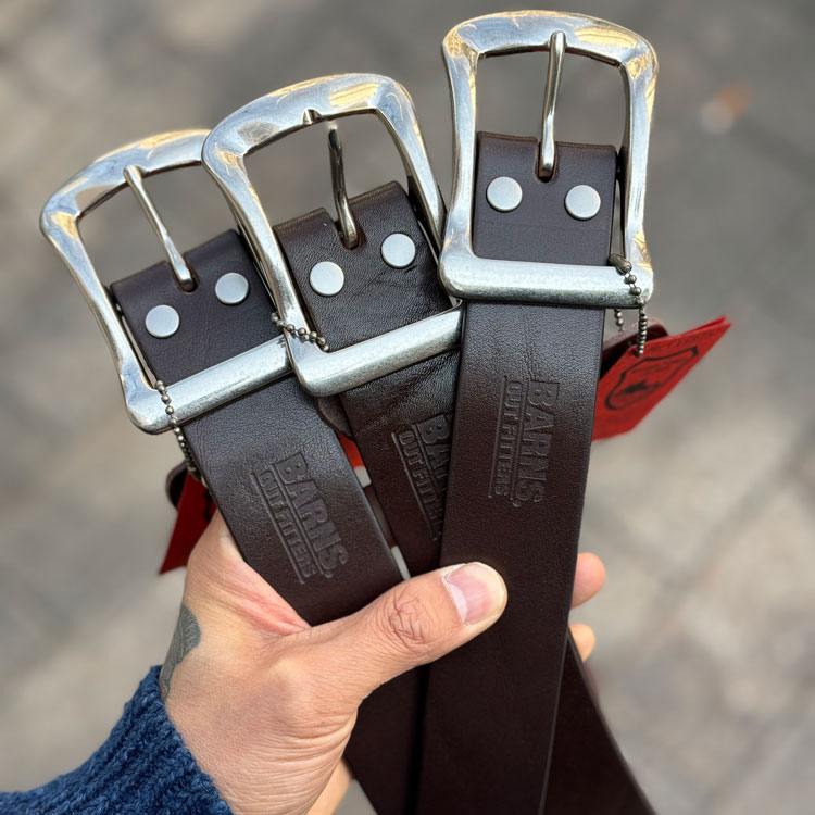 Barns 联名款植鞣革日本枥木茶芯牛皮做旧带头复古宽版腰带皮带