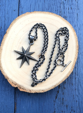 手作做旧爆炸星光实心项链吊坠