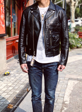 Eastman ELMC RoadStar 羊毛内衬 复古斜拉链马皮机车夹克